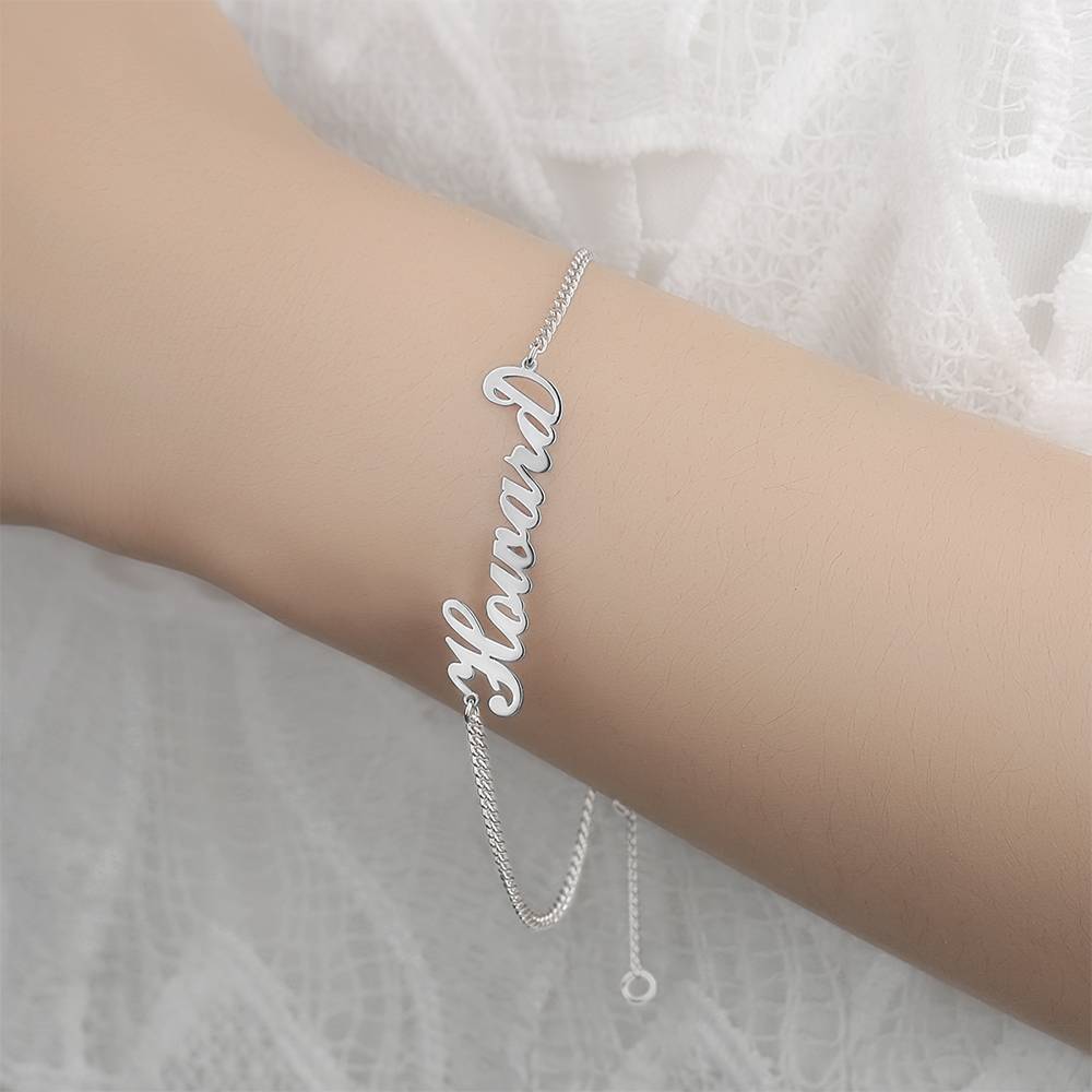 Personalized Name Bracelet, Any Name Bracelet Platinum Plated - Silver