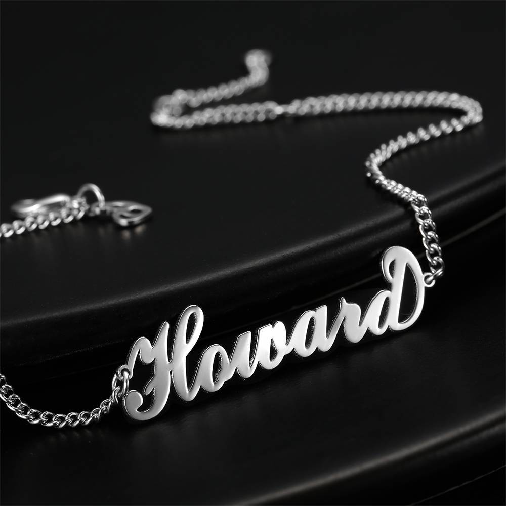 Personalized Name Bracelet, Any Name Bracelet Platinum Plated - Silver
