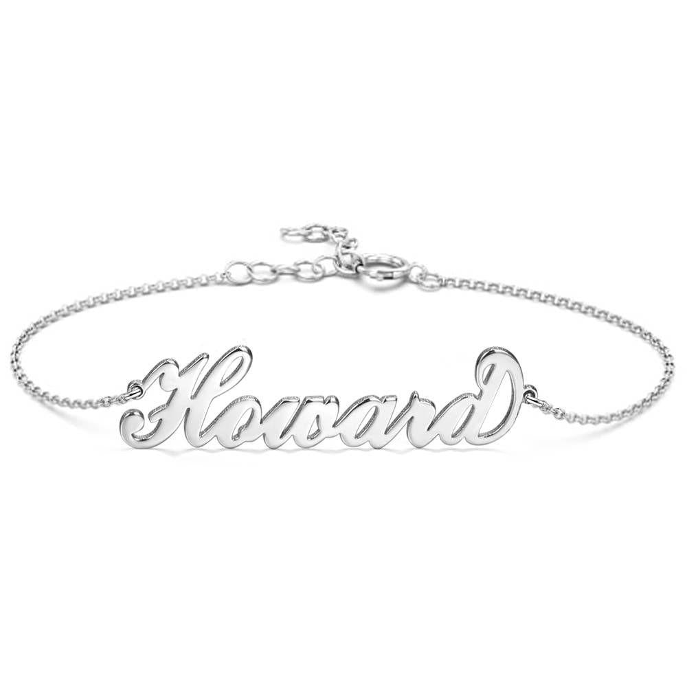 Personalized Name Bracelet, Any Name Bracelet Platinum Plated - Silver