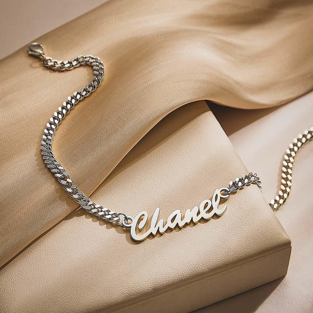 Thick Name Bracelet Personalized Your Name for Men Boys Women Heavy Curb Chain