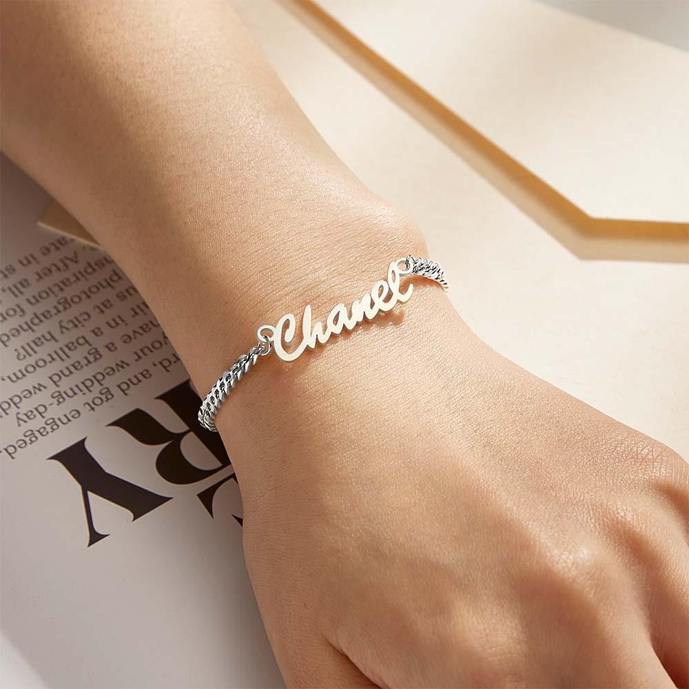 Thick Name Bracelet Personalized Your Name for Men Boys Women Heavy Curb Chain