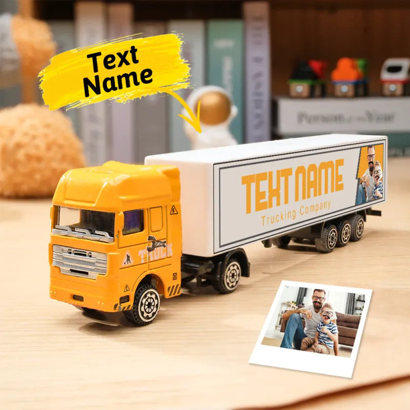 Personalized Kids Toy Truck, Customized Model Toy Truck Carrier Truck Car Construction Vehicles Toys With Your Child's Name, Father's Day Gift
