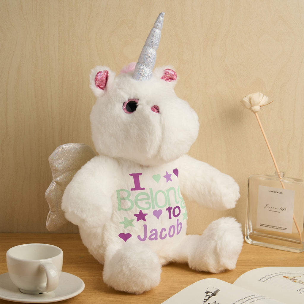 Personalized Unicorn Plush Stuffed Animal Birth Announcement Gift for Baby Shower