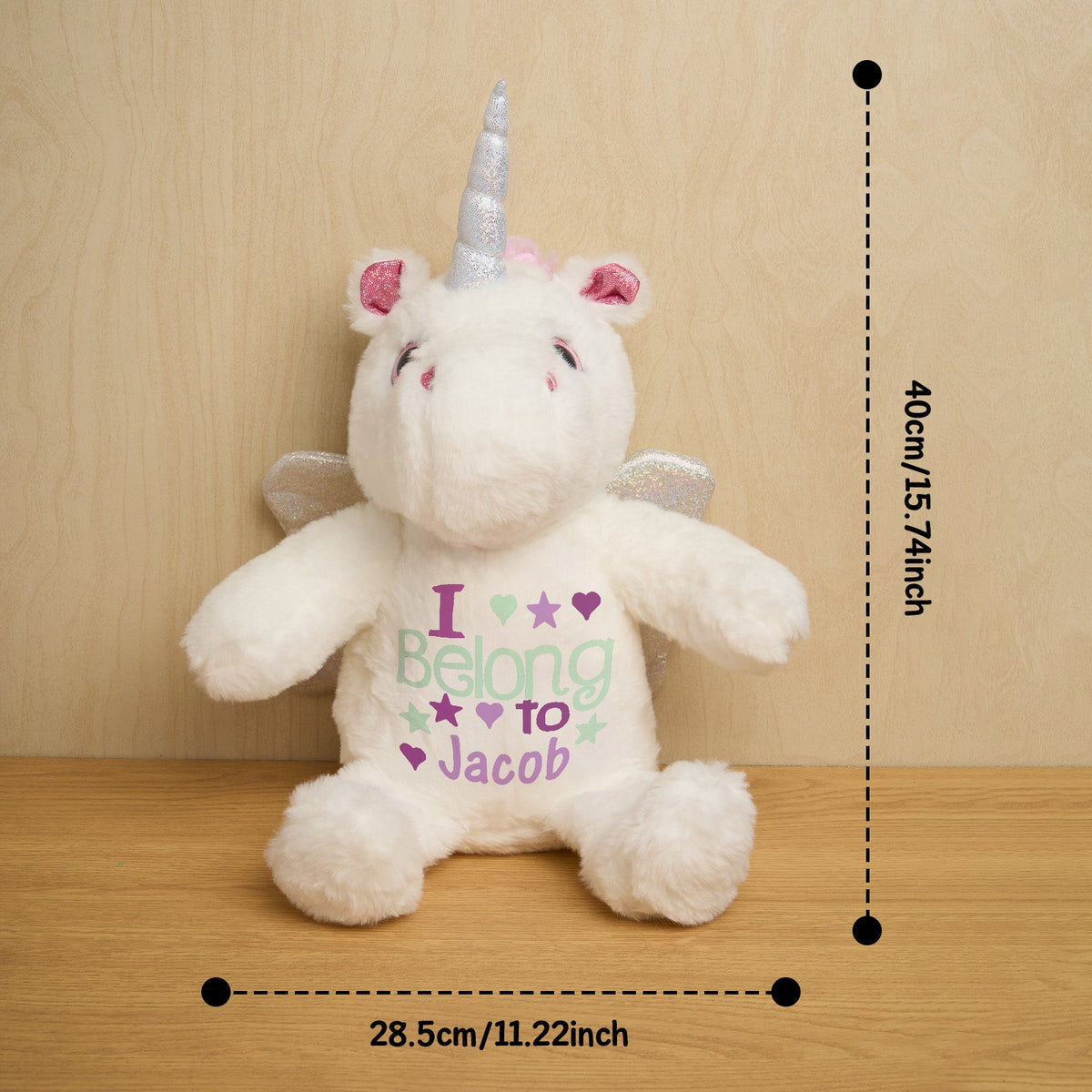 Personalized Unicorn Plush Stuffed Animal Birth Announcement Gift for Baby Shower
