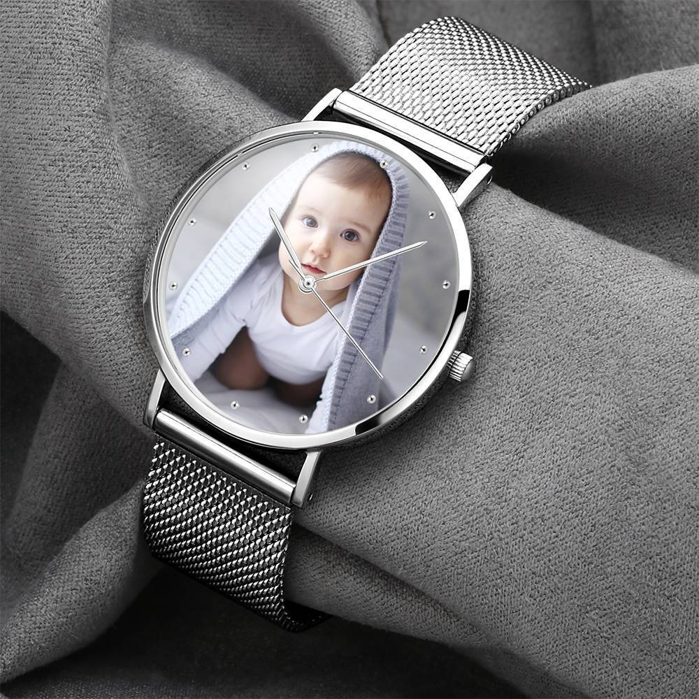 Unisex Engraved Alloy Bracelet Photo Watch 40mm
