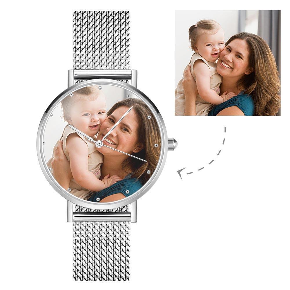 Unisex Engraved Alloy Bracelet Photo Watch 40mm