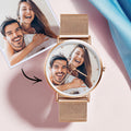 Unisex Engraved Rose Gold Alloy Bracelet Photo Watch 40mm