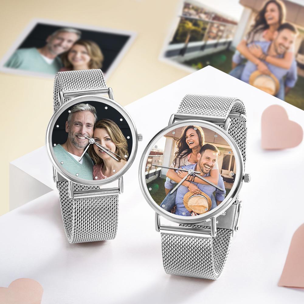 Women's Personalized Engraved Photo Watch Alloy Bracelet Valentine's Day Gift for Her Custom Photo Watch 36mm