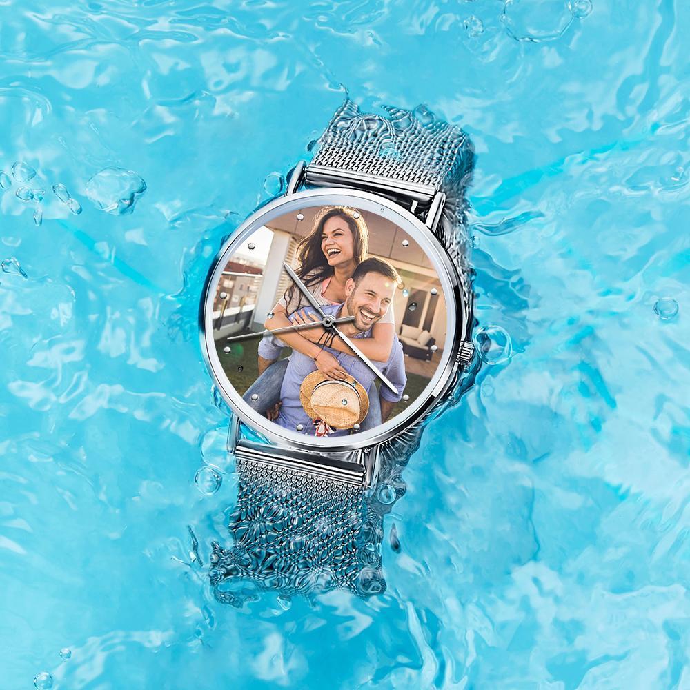 Women's Personalized Engraved Photo Watch Alloy Bracelet Valentine's Day Gift for Her Custom Photo Watch 36mm