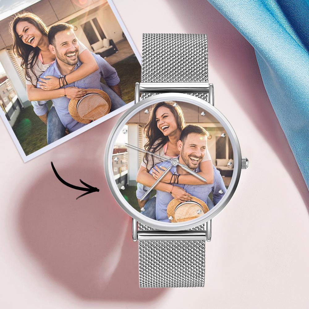 Women's Engraved Alloy Bracelet  Custom Photo Watch 36mm