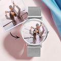 Engraved Photo Watch Alloy Bracelet Strap Silver 36mm - Women's