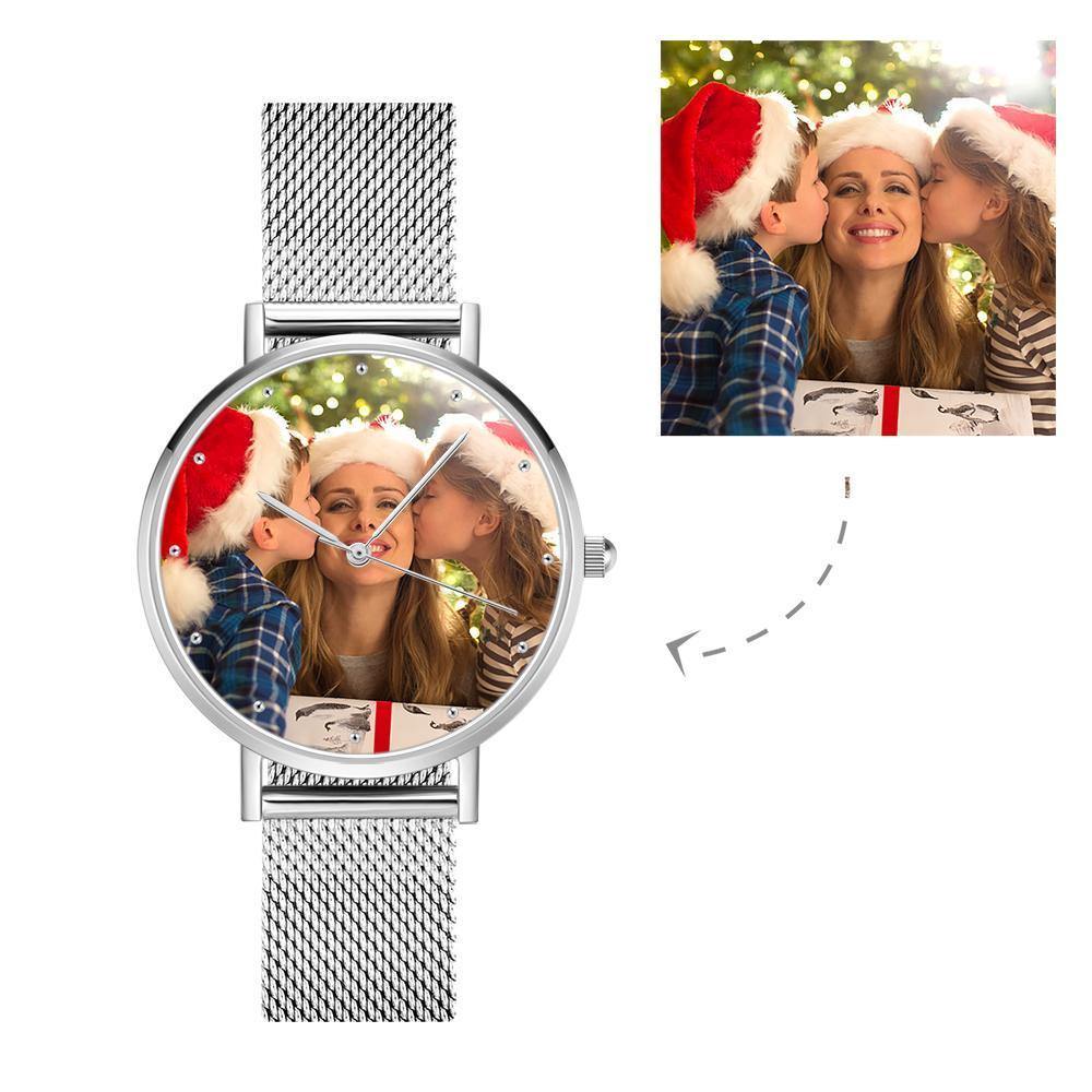 Women's Engraved Alloy Bracelet Photo Watch 36mm