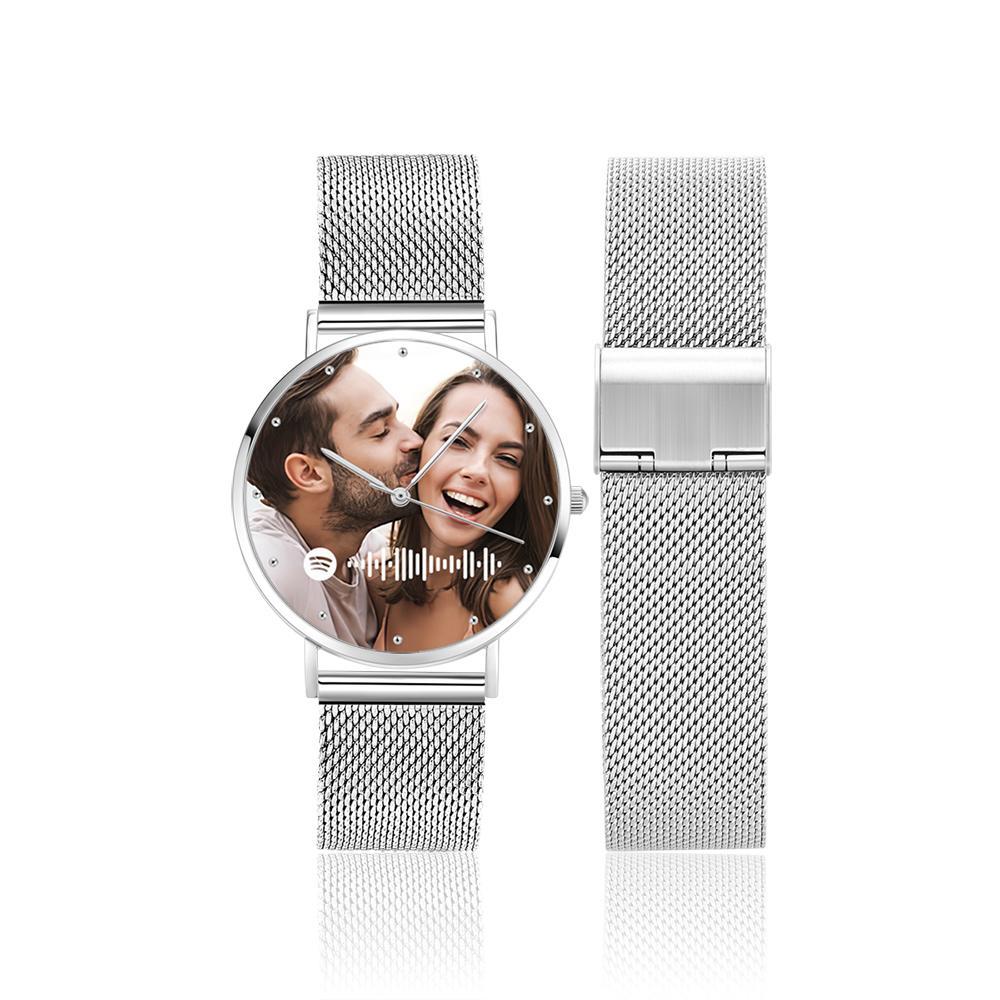 Scannable Custom Spotify Code Watch Engraved Music Song Photo Watch 36mm Gifts Her