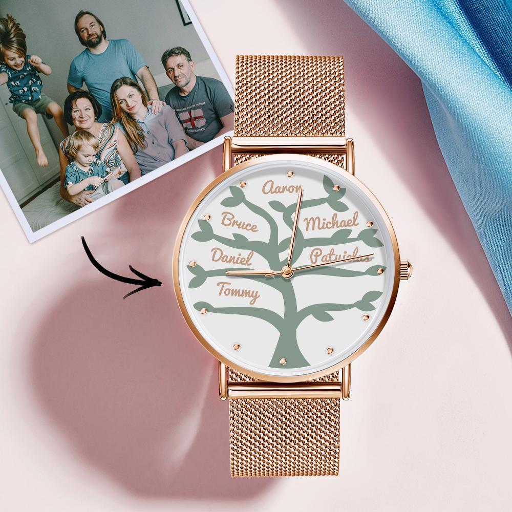 Custom Name Watch Women's Rose Gold Alloy Bracelet Watch 36mm  for Family (1-9 Names)