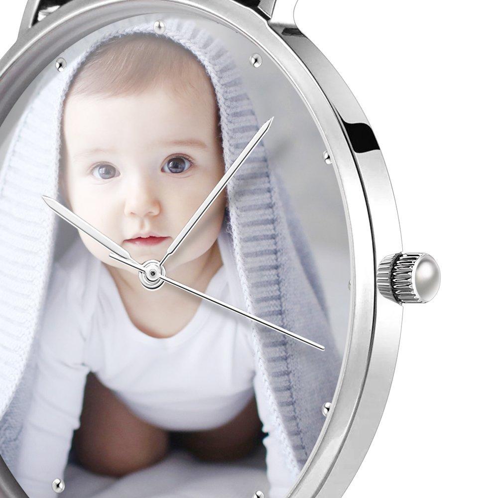 Unisex Engraved Alloy Bracelet Photo Watch 40mm