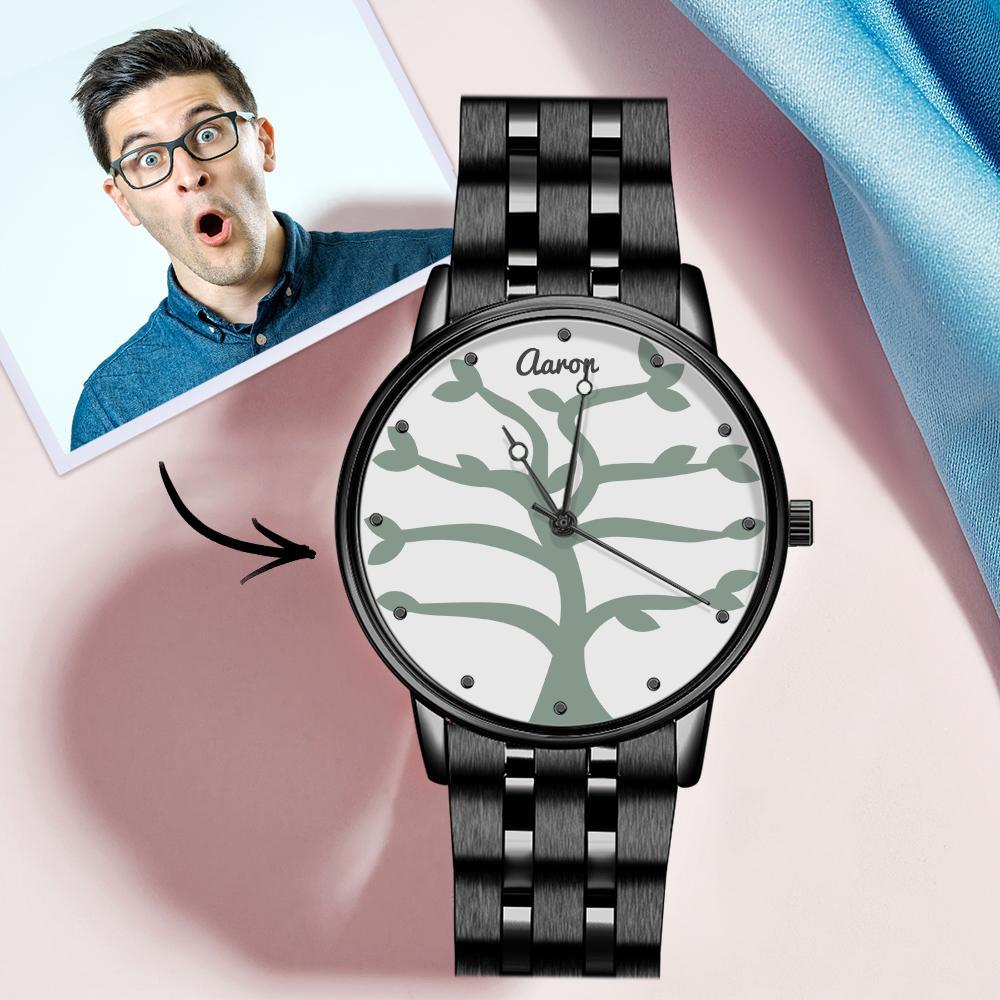 Name Watch Men's Black Alloy Bracelet Watch 38mm (1-9 Names)