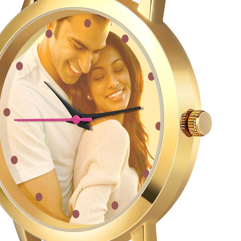 Women's Gold Photo Watch Braided Color Rope Strap 40mm