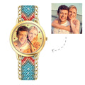 Women's Gold Photo Watch Braided Color Rope Strap 40mm