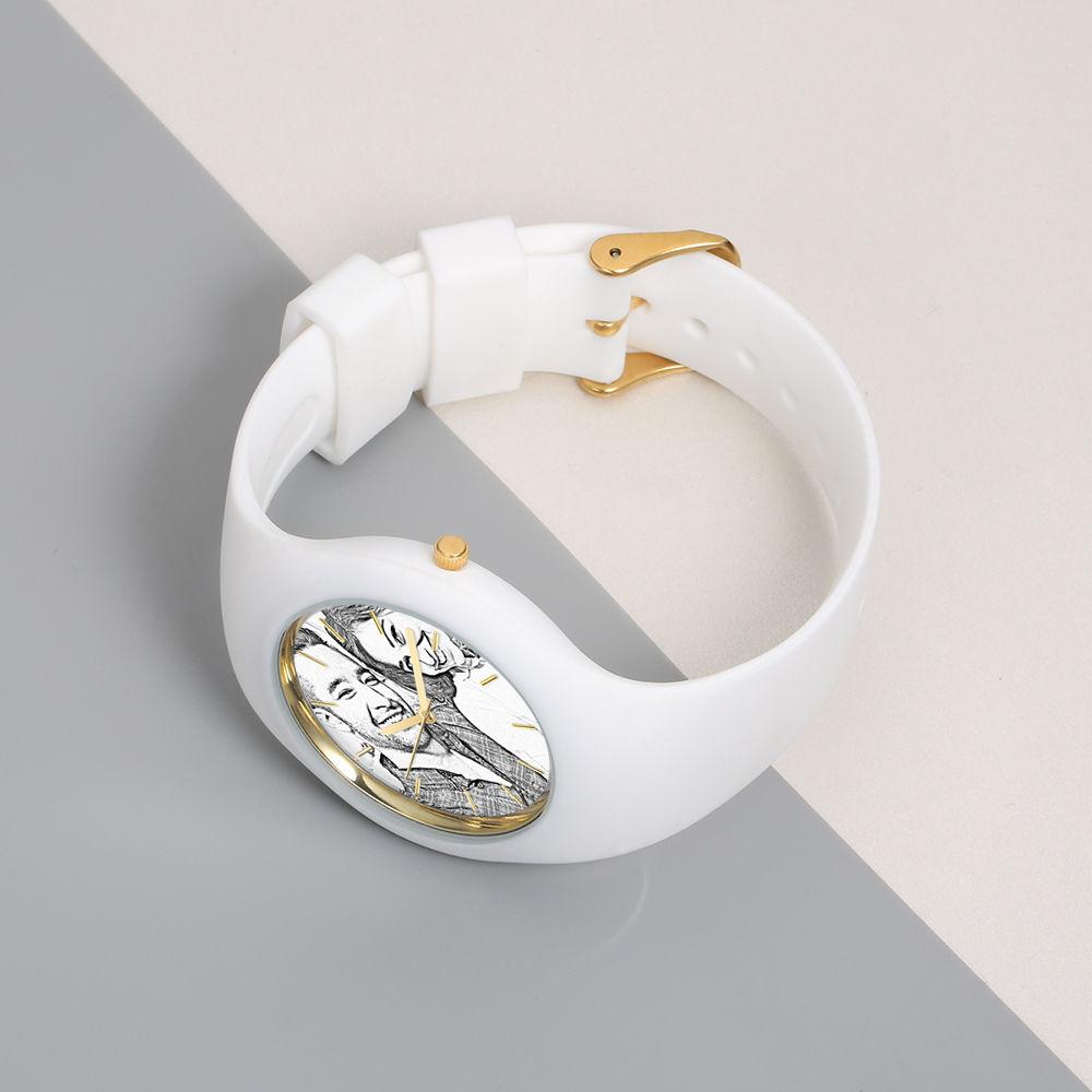 Men's  Silicone Engraved Photo Watch Men's Engraved Photo Watch  41mm White Strap - Sketch