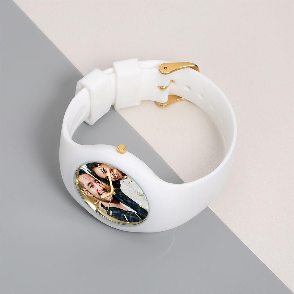 Men's  Silicone Engraved Photo Watch Men's Engraved Photo Watch  41mm White Strap