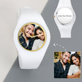 Men's  Silicone Engraved Photo Watch Men's Engraved Photo Watch  41mm White Strap