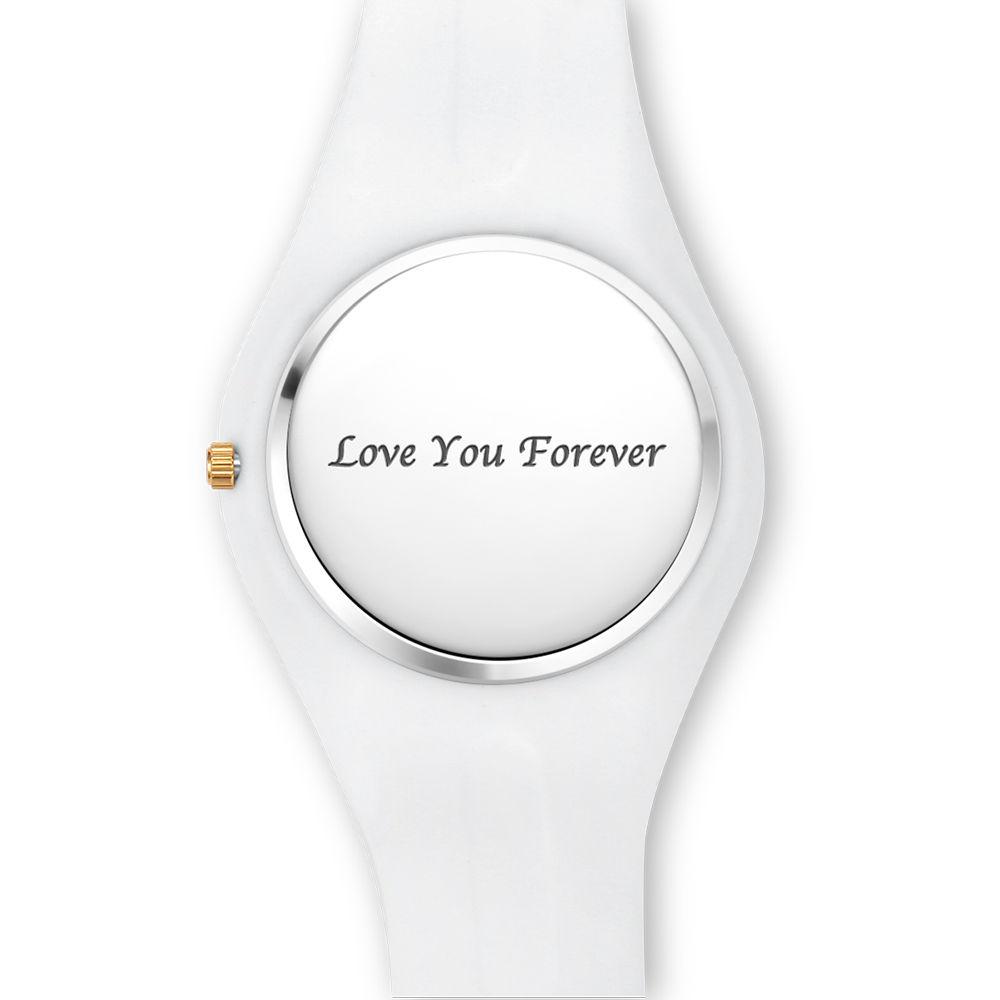 Men's  Silicone Engraved Photo Watch Men's Engraved Photo Watch  41mm White Strap - Golden