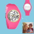 Women's  Silicone Engraved Photo Watch Women's Engraved Photo Watch  41mm Pink Strap - Sketch