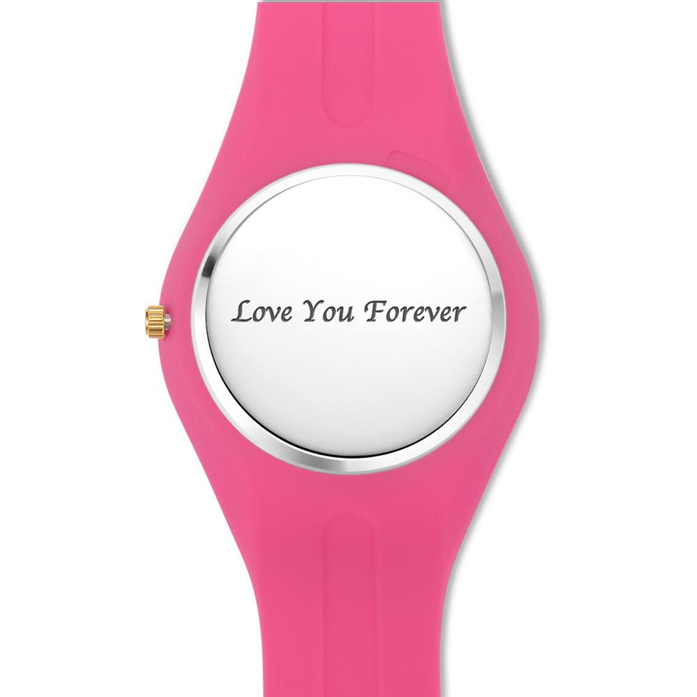 Women's  Silicone Engraved Photo Watch Women's Engraved Photo Watch  41mm Pink Strap