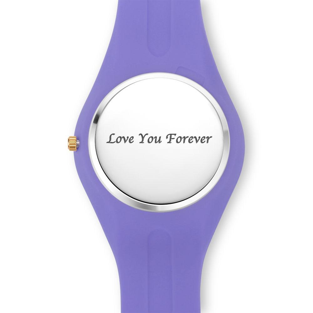 Women's  Silicone Engraved Photo Watch Women's Engraved Photo Watch  41mm  Purple Strap - Sketch