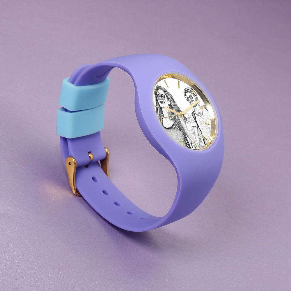 Women's  Silicone Engraved Photo Watch Women's Engraved Photo Watch  41mm  Purple Strap - Sketch