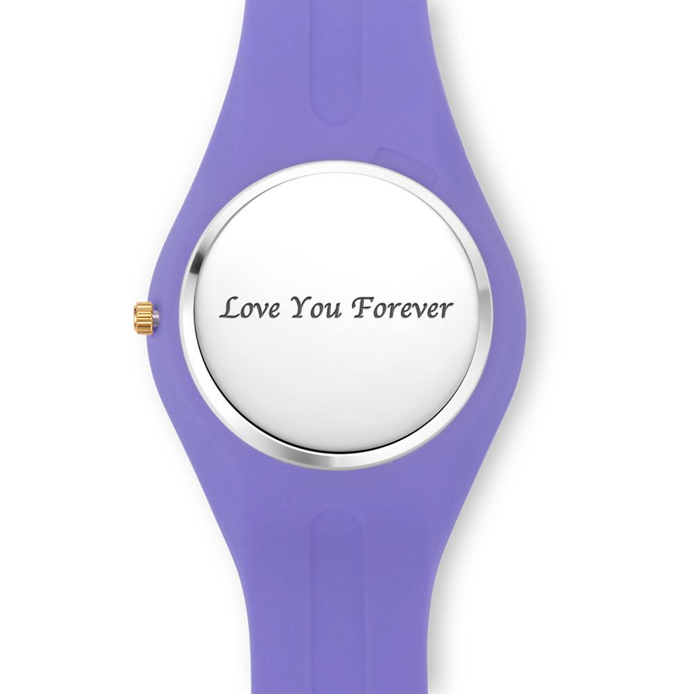 Women's  Silicone Engraved Photo Watch Women's Engraved Photo Watch  41mm  Purple Strap- Golden
