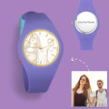 Women's  Silicone Engraved Photo Watch Women's Engraved Photo Watch  41mm  Purple Strap- Golden