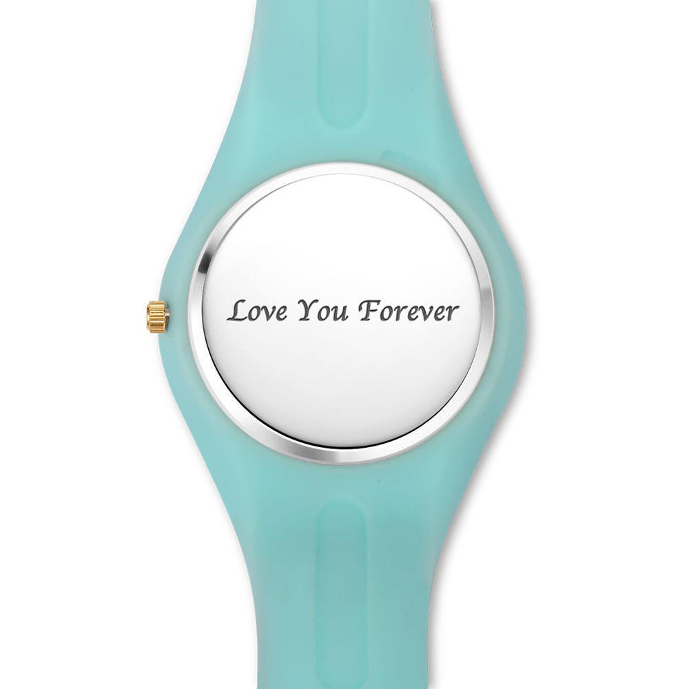 Unisex Silicone Engraved Watch Unisex Engraved Watch  41mm Pink and Blue Strap - Golden