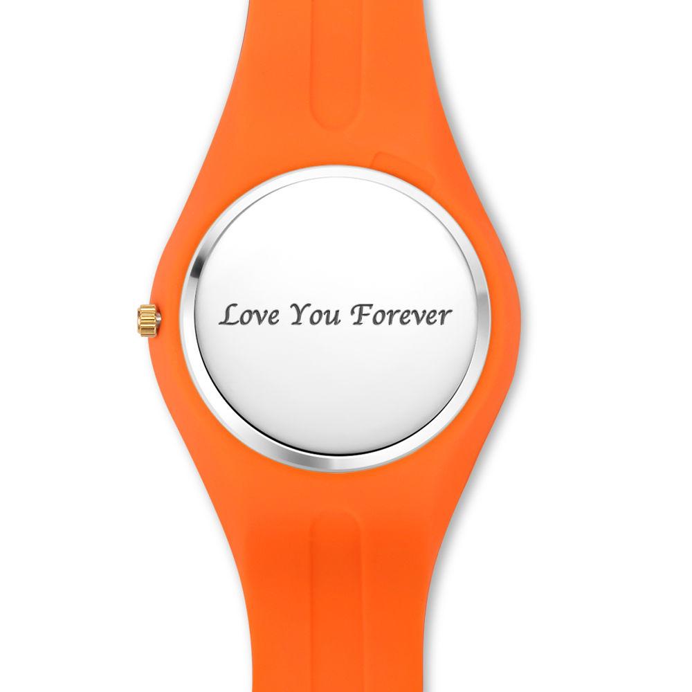 Unisex Silicone Engraved Photo Watch Unisex Engraved Photo Watch  41mm  Orange and Blue Strap - Sketch
