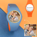 Unisex Silicone Engraved Photo Watch Unisex Engraved Photo Watch  41mm Orange and Blue Strap