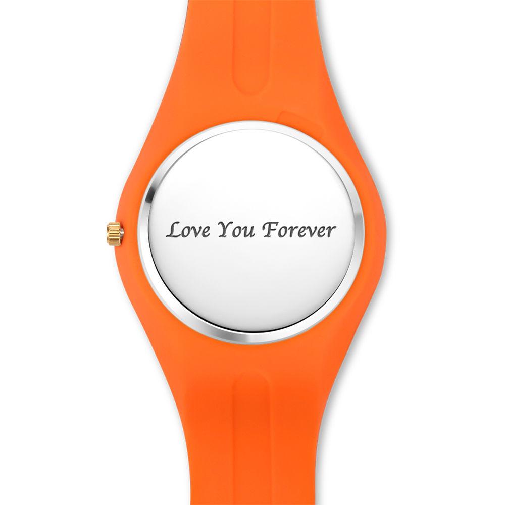 Unisex Silicone Engraved Photo Watch Unisex Engraved Photo Watch  41mm Orange and Blue Strap