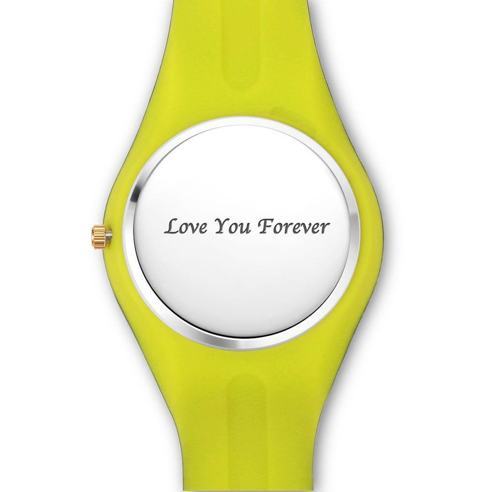 Unisex Silicone Engraved Watch  Unisex Engraved Watch   41mm Black and Green Strap - Golden