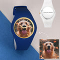 Unisex Silicone Engraved Photo Watch Unisex Engraved Photo Watch  41mm Blue and White Strap