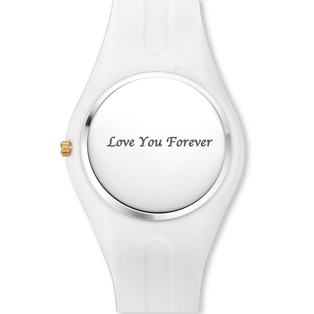 Unisex Silicone Engraved Photo Watch Unisex Engraved Photo Watch  41mm  Blue and White Strap - Golden