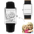 Men's Engraved Photo Watch 40*33mm Black Leather Strap - Sketch