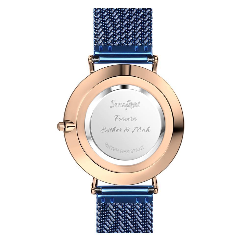 Personalized Engraved Watch, Photo Watch with Blue Strap - Gift for Boyfriend