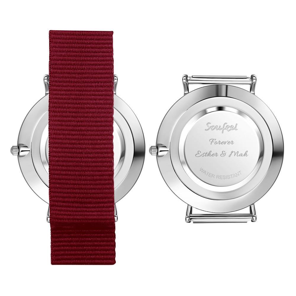 Personalized Engraved Watch, Custom Your Own Photo Watch with Red Strap