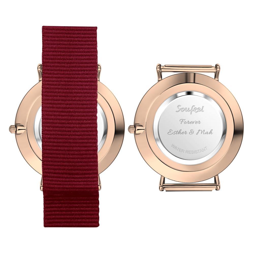 Personalized Engraved Watch, Photo Watch with Red Strap - Gift for Boyfriend