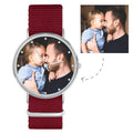 Photo Engraved Watch, Custom Your Own Photo Watch with Red Strap - Women