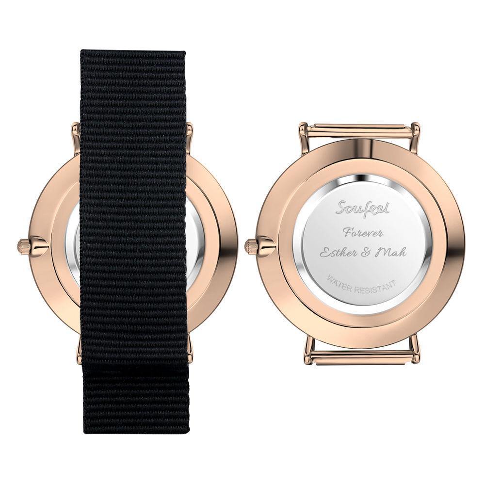 Photo Engraved Watch, Personalized Photo Watch with Black Strap Birthday Gift - Women
