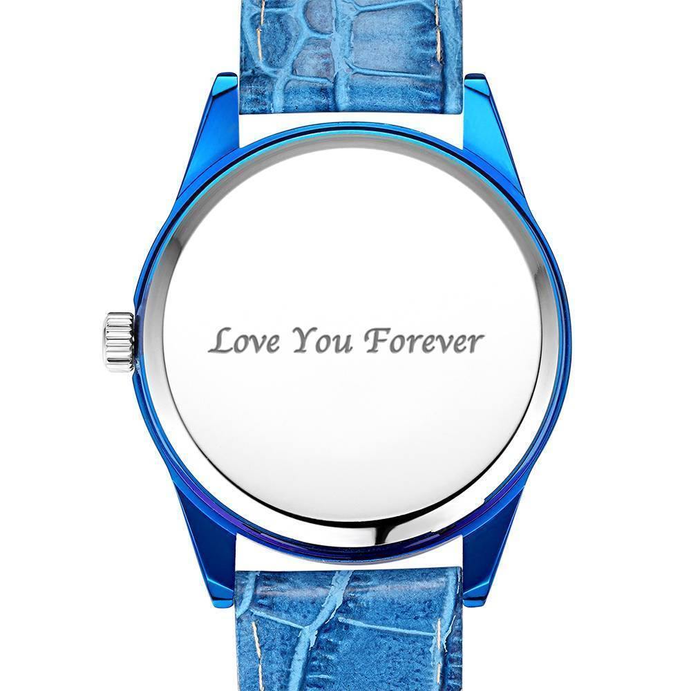 Personalized Engraved Watch, Photo Watch with Leather Strap Men's - Gift for Boyfriend