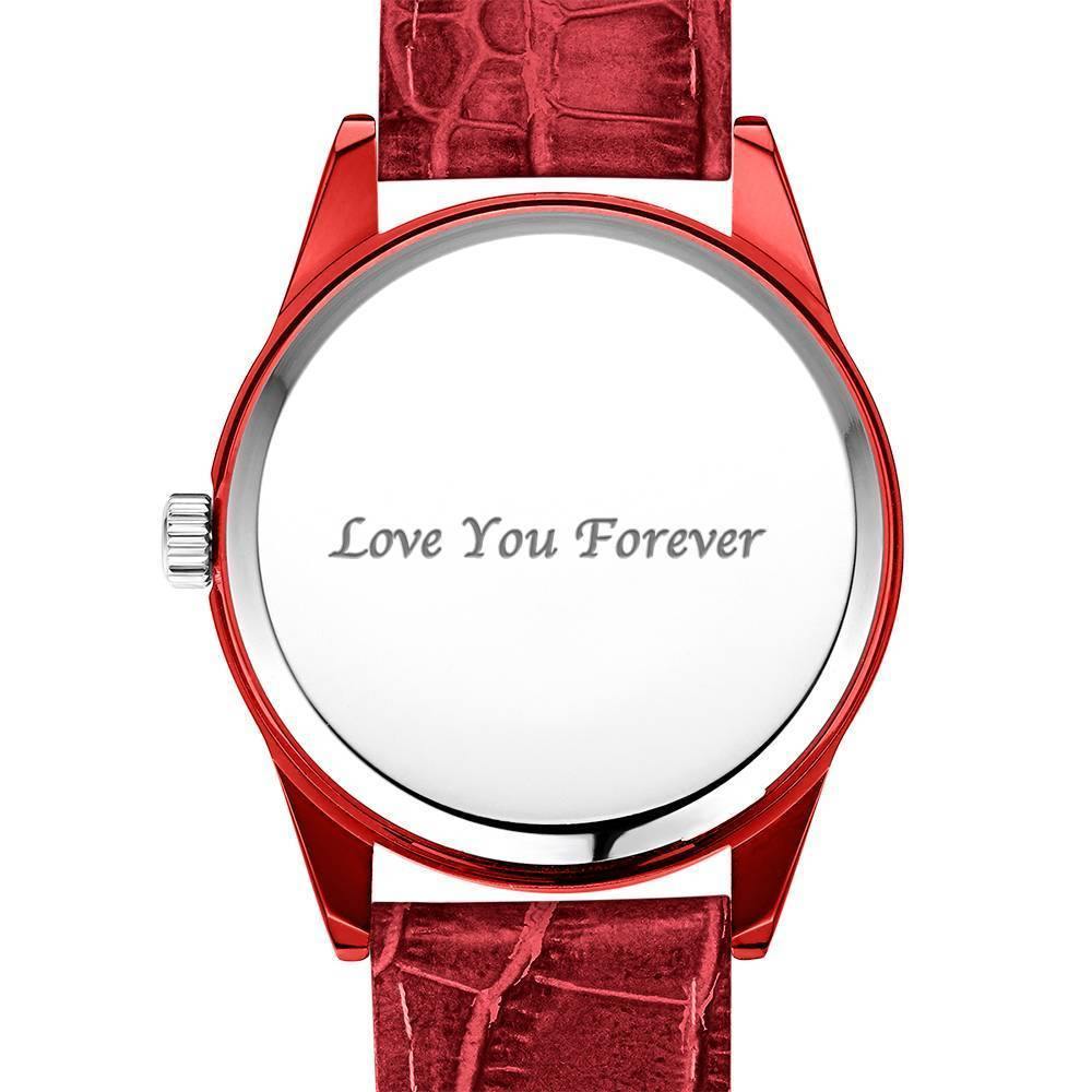 Personalized Engraved Watch, Photo Watch with Leather Strap Men's - Gift for Boyfriend