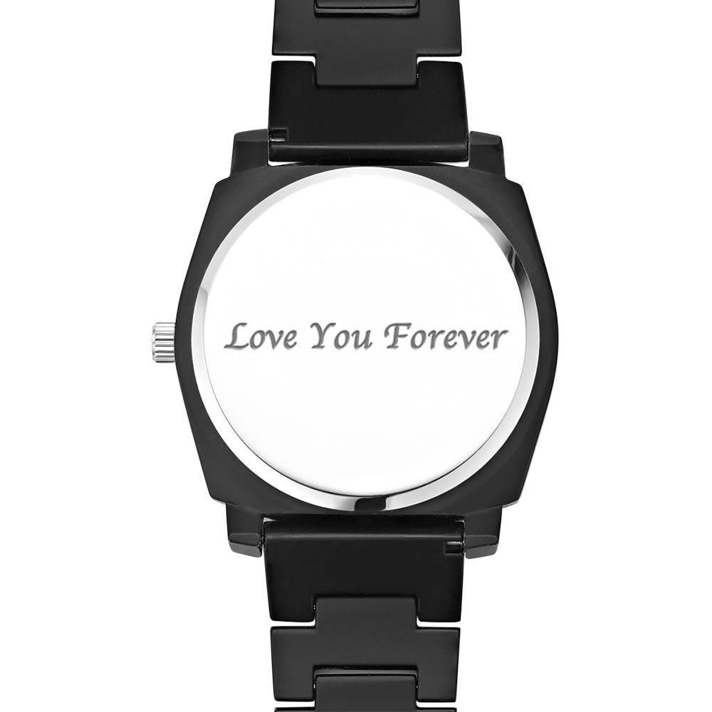 Personalized Engraved Watch, Photo Watch with Red Alloy Strap Gift For Him