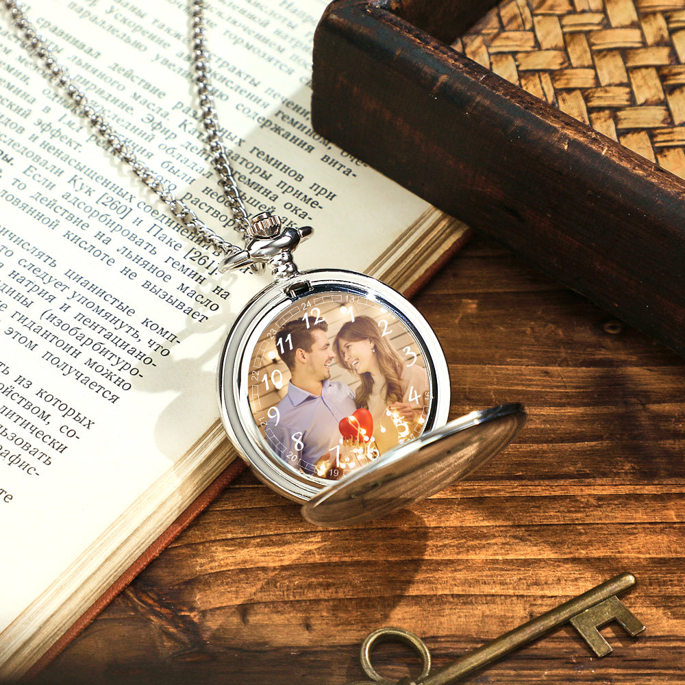 Custom Photo Pocket Watch Gift For Him Personalised Engravable Pocket Watches Valentine's Day Gift For Lover
