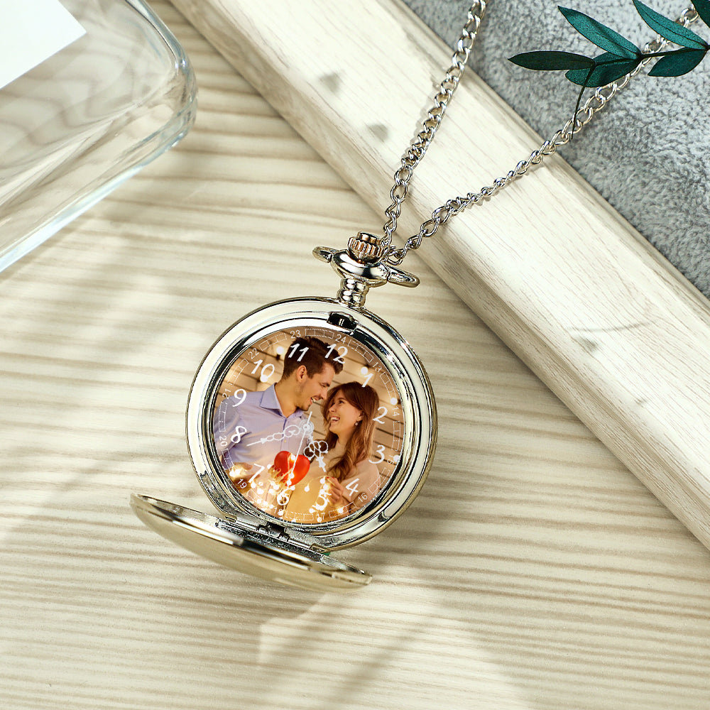 Custom Photo Pocket Watch Gift For Him Personalised Engravable Pocket Watches Valentine's Day Gift For Lover